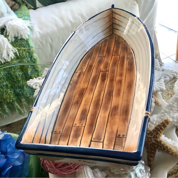 New! Paul Brent Nautical Nantucket Ceramic Boat Dish - Picture 7 of 11